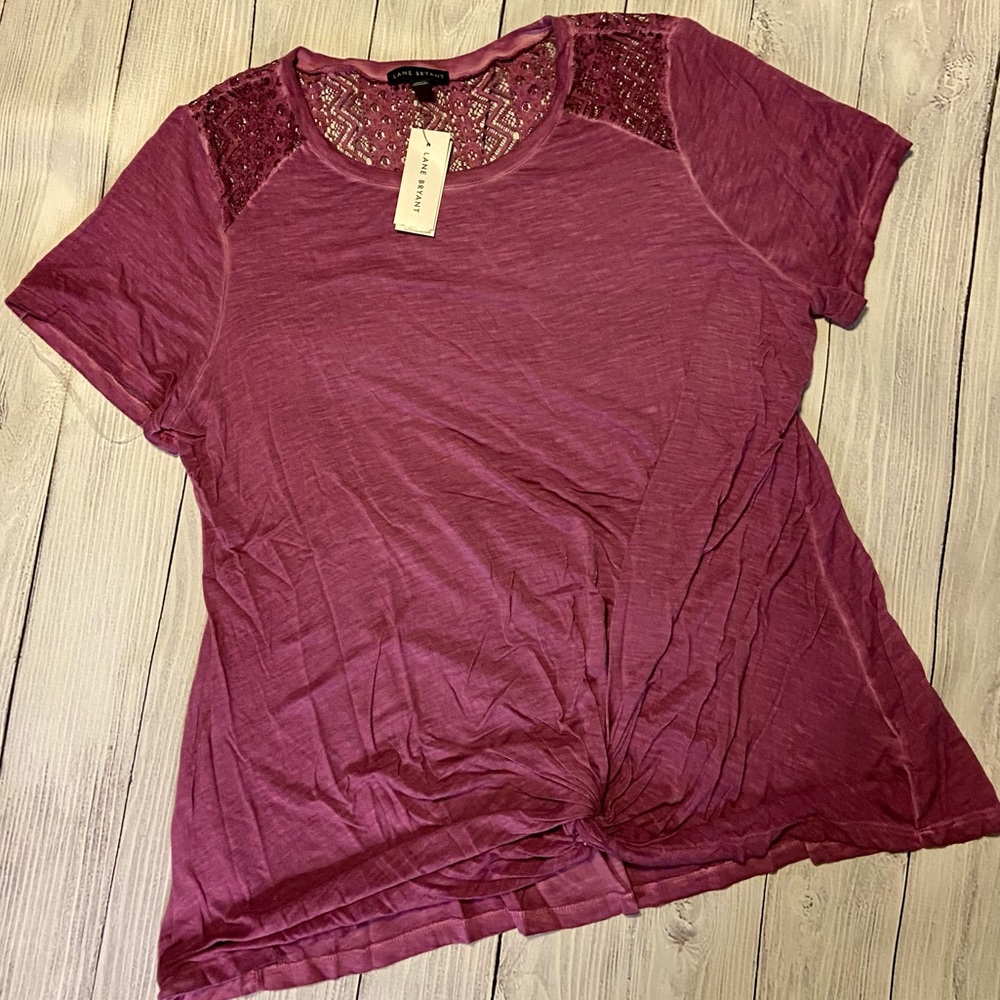 NWT Lane Bryant Plum Illusion Collection Front-knotted Top Size 14/16